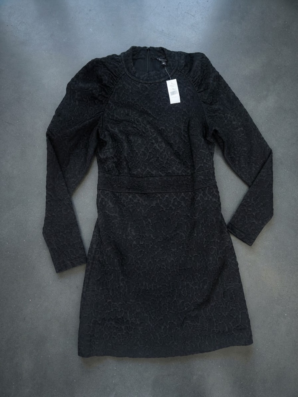 Dark Academia Black Jacquard Puff Sleeve Dress NWT Size 2